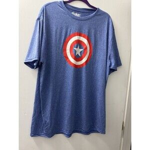 Marvel Captain America Men's Blue Crew Neck T-Shirt, Size 2X